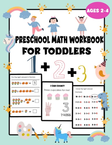 Preschool Math Workbook for Toddlers Ages 2-4 Teach Math to Kindergarten, how to Teach Your Kid Math, Preschool Math Book, Kindergarten Workbook Homeschool, Teaching Counting Toddler, Learn Counting for 2 Year Old, how to Write Numbers for Kids
