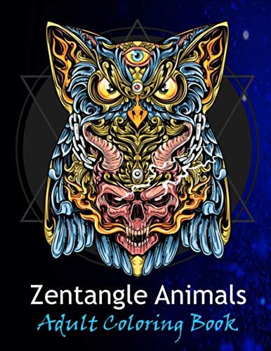 Zentangle Animals Adult Coloring Book Coloring Books for Girls, Easy, and Relaxing Animal Lovers Coloring Book