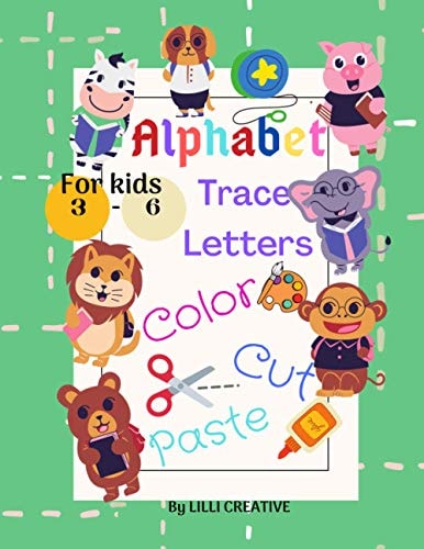 Alphabet Trace Letters Color Cut Paste Book for Children 3-6 Years/Learn the Alphabet by Writing Letters
