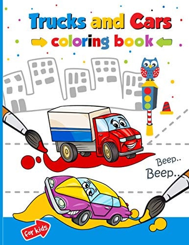 Trucks and Cars Coloring Book