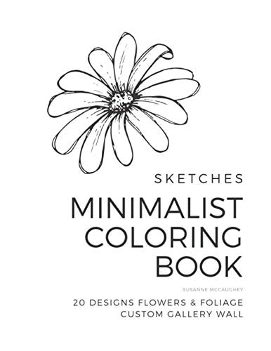 Sketches - Minimalist Coloring Book - Flowers and Foliage 20 Designs Custom Gallery Wall