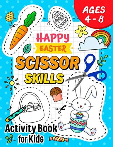 Happy Easter Scissor Skills Activity Book for Kids Coloring and Cutting Practice for Boy and Girls