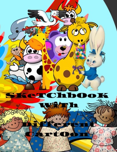 Sketchbook with Different Cartoon 8.5x11 Inch 50 Pages Drwing Book Contains Various Graphics and Extra White Page for Creativity in Drawing Different Shapes