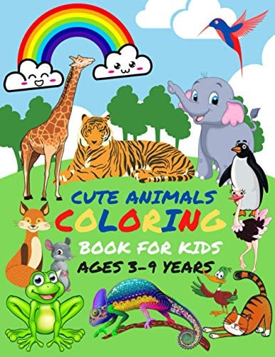 Cute Animals Coloring Book for Kids Ages 3-9 Years Simple and Large Design 12 in 1 Awesome Animals Preschool Coloring Book for Toddler and Great Gift for Girls & Boys Ages 3 and Up.