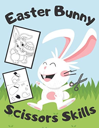 Easter Bunny Scissors Skills Coloring and Cutting for Kids / Practice Cut, and Paste Activity Book for Kids / Worksheets for Preschoolers / Cutout and Glue