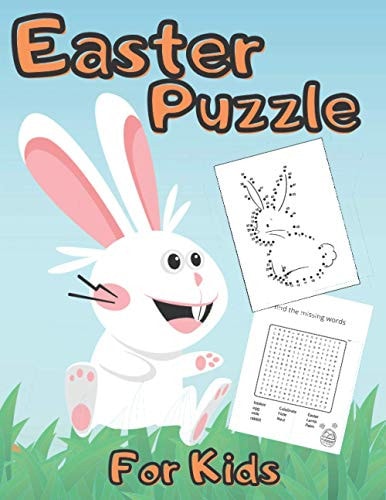 Easter Puzzle For Kids This Activity Book Including - Coloring / Word Search / Connect Dots / Mazes / Colour by Number / Scissors Skills Game / Math Learning / Cut and Paste