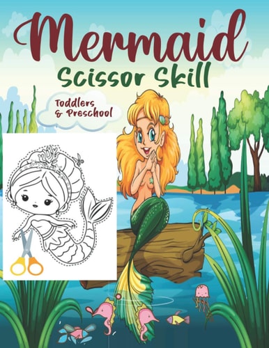 Mermaid Scissor Skill Activity Book For Kids.