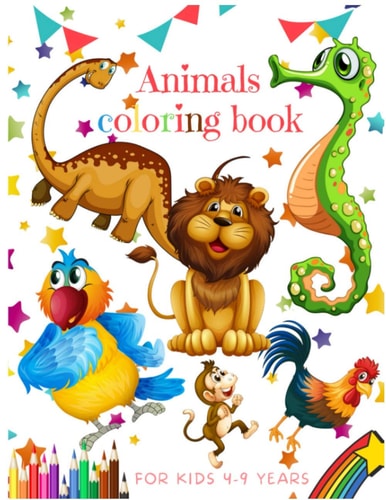Animals Coloring Book For Kids 4-9 Years Coloring Books, Kids Awesome Animals, Draw Animals, Simple Step-by-step Drawing,, Animal Coloring Book, Animals Preschool Coloring Book,