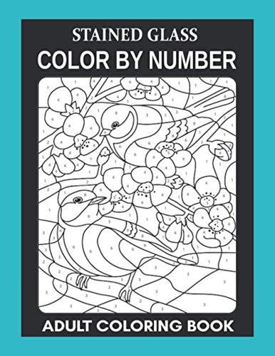 Stained Glass Color By Number Adult Coloring Book for Stress Relief, Relaxation