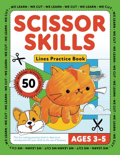 Scissor Skills Lines Fun Scissor Skills Activity Pad, 50 Cutting Worksheets for Kids Ages 3-5