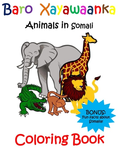 Baro Xayawaanka Coloring Book Animals in Somali