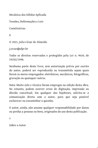 Tensões, Deformações E Leis Constitutivas