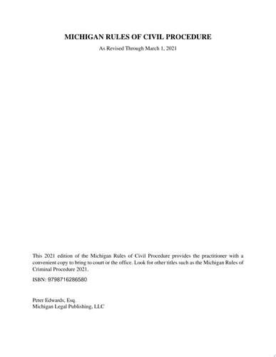 Michigan Rules of Civil Procedure 2021