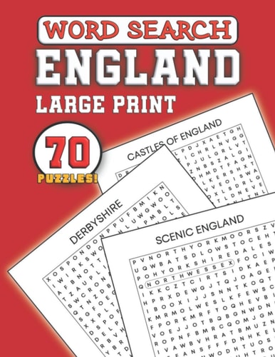 Word Search England Everything English in this Large Print (16pt) Wordsearch Puzzle Book for Adults Or Teens