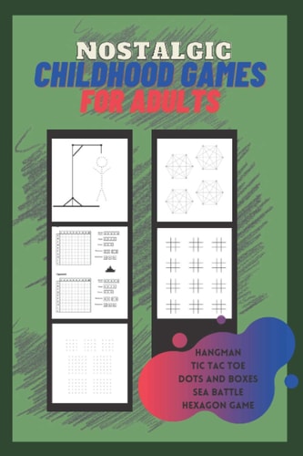 Nostalgic Childhood Games for Adults Classic 2 Players Pen and Paper Games, Puzzles and Travel Activity Book for Couples, Family, Teenagers, Elderly - Tic Tac Toe - Sea Battle - Hangman - Dots and Boxes - Hexagon Game