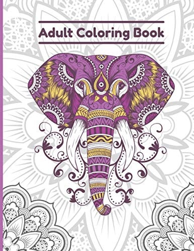 Adult Coloring Book Animals Amazing Patterns Mandala and Relaxing 8,5" X 11" Coloring Book