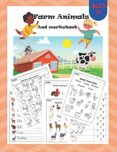 Farm Animals Tracing, Counting, Coloring, Reading Practice Workbook for Pre K, Kindergarten and Kids Ages 3-6 Activity Books