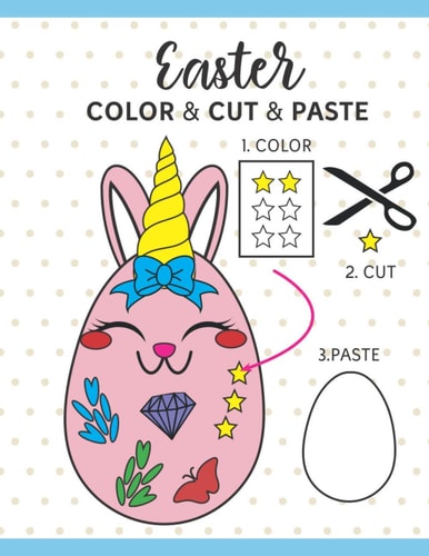 Easter Color Cut and Paste Egg Coloring Cutting Gluing and Pasting Activity Book