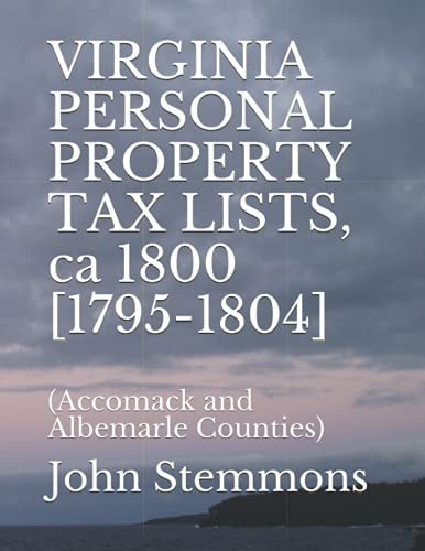 Virginia Personal Property Tax Lists, Ca 1800 [1795-1804] (Accomack and Albemarle Counties)