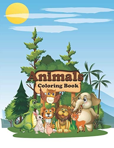 Animals Coloring Book Animals Coloring Book with Animal's Name for Kids and Toddlers