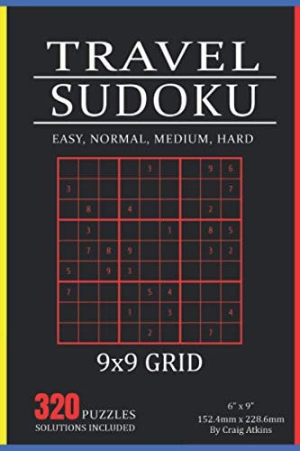 Travel Sudoku 320 Puzzles In Easy, Normal, Medium And Hard. 9x9 Grid, Solutions Included