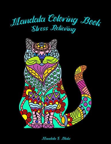 Mandala Coloring Book Stress Relieving for Adults/ Cat Mandala Coloring Book/Animals Coloring Book/Relaxation Book