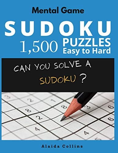Mental Game Sudoku 1,500 Puzzles Easy to Hard Sudoku Puzzle Books for Adults