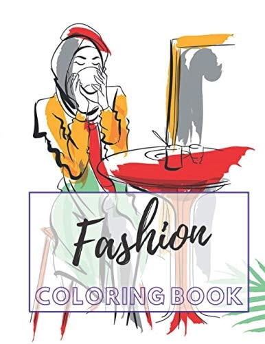 Fashion Coloring Book Style Model for Girls