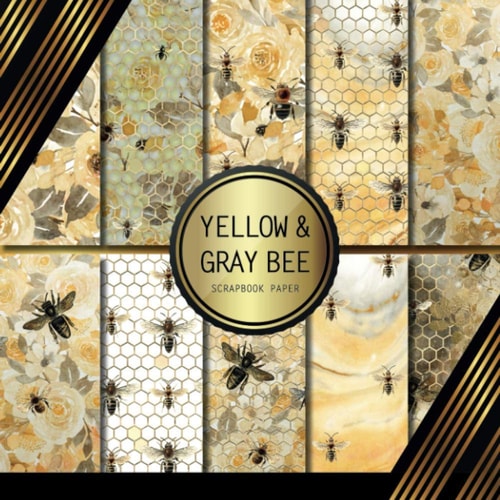 Scrapbook Paper Yellow And Gray Bee: Double Sided Craft Paper For Card Making, Origami & DIY Projects Decorative Scrapbooking Paper
