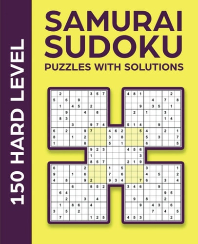 Samurai Sudoku Puzzles with Solutions 150 Hard Level