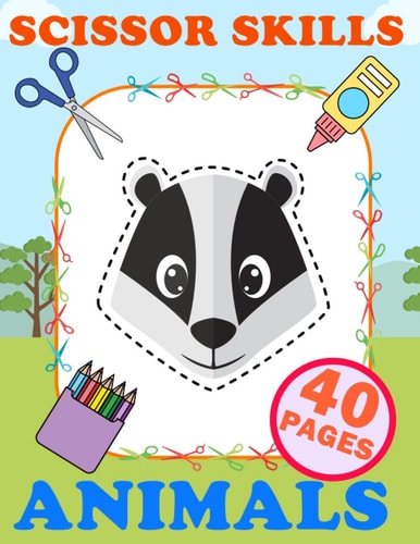 Scissor Skills Animals Practice Cut And Glue Activity Book For Kids Ages 3-5