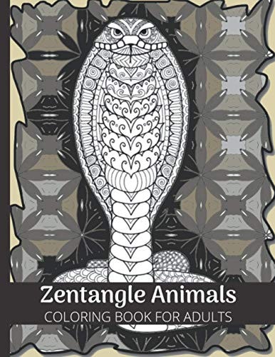Zentangle Animals Coloring Book for Adult,40 Intricate Designs of Different Animals with Abstract Bacground