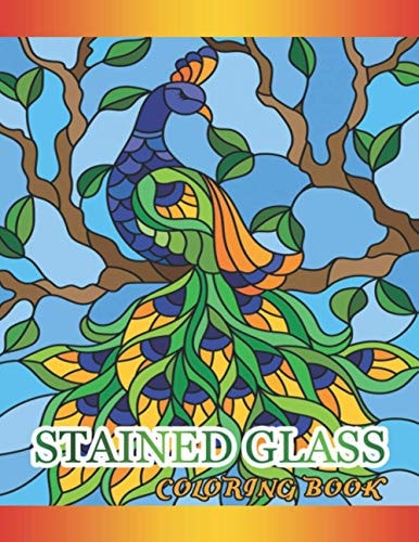 Stained Glass Coloring Book Fanciful Peacock Colouring Book Beautiful Birds and Perfect Plumes. Anti-stress Colouring.