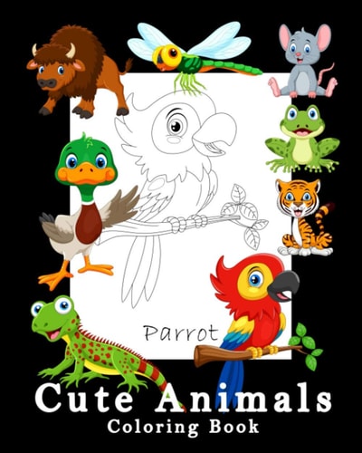 Cute Animals Coloring Book For Kids Children Ages 4-8 8-12. Super Cute Easy Animal Book With The Name Of The Animal On The Coloring Page. For Beginners. Contains Zoo Farm Wild Ocean and Jungle Animals! Qastamere Coloring Books! Great Gift for Boys Girls!