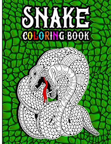 Snake Coloring Book A Creative Adult Coloring Book in Zentangle Patterns Featuring Unique Snake Species Designs to Color, Including Wild Anacondas, King Cobras, Pythons, and More Black Background Style