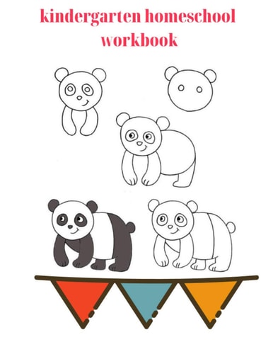 Draw Panda In Just Five Steps.Kindergarten Homeschool Workbook Learn Drawing Step by Step With Our New 100 Page Homeschool Workbook.Made Drawing Easy To Learn