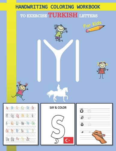 Handwriting Coloring Workbook to Exercise Turkish Letters for Kid Hand Lettering Turkish Alphabet Workbook with Lined, Dot Guide Pages for Kids, Children Preschooling Kindergarden /ertugrul Ghazi Design Calligraphy Notepad for Strangers Students in Turky