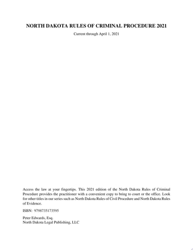 North Dakota Rules of Criminal Procedure 2021
