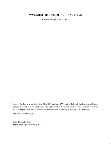 WYOMING RULES OF EVIDENCE 2021