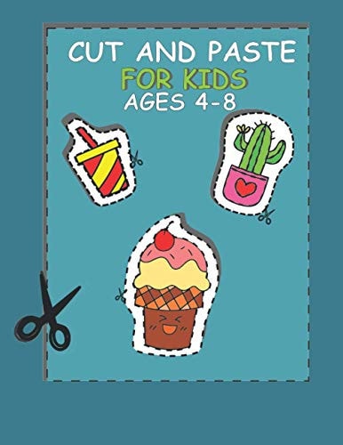 Cut and Paste for Kids Ages 4-8 Cut and Glue Activity Book Preschool
