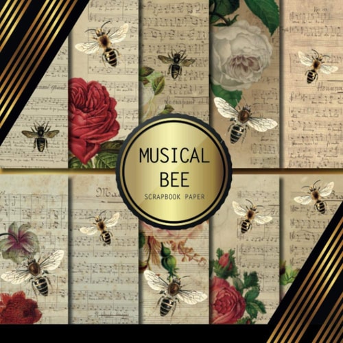 Scrapbook Paper Musical Bees: Double Sided Craft Paper For Card Making, Origami & DIY Projects Decorative Scrapbooking Paper