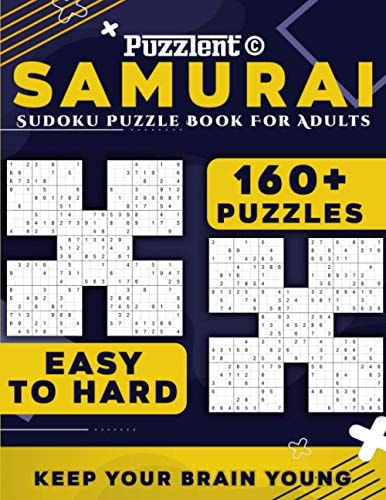 Samurai Sudoku Puzzle Book for Adults Multi-level Puzzles from Easy to Hard with 160+ Overlapping 5 in 1 Sudoku