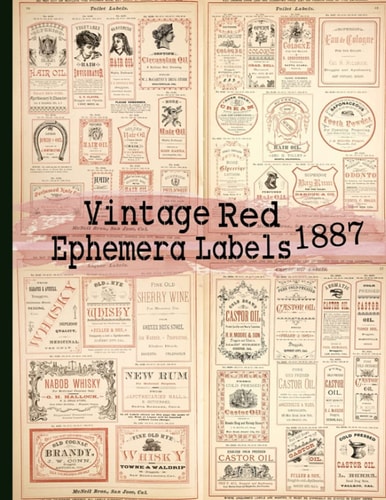 Vintage Red Ephemera Labels 1887 Vintage Labels Ephemera Series