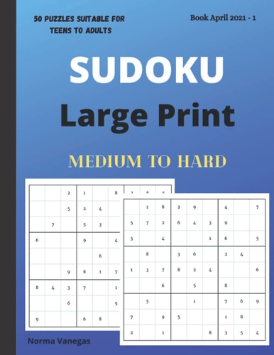 Sudoku Large Print Sudoku Book - Medium and Hard