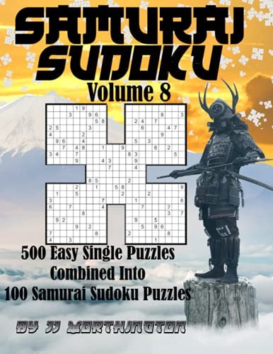 Sudoku Samurai Puzzles Large Print for Adults and Kids Easy Volume 8 500 Easy Sudoku Puzzles Combined to Make 100 Samurai Sudoku Puzzles