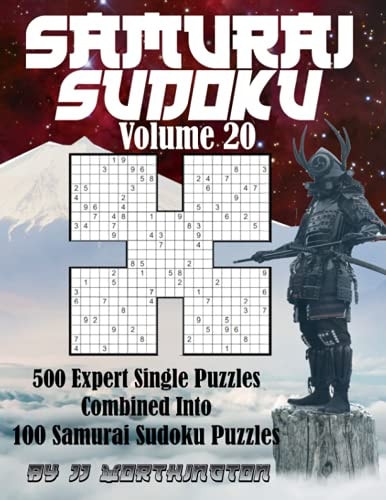 Sudoku Samurai Puzzles Large Print for Adults and Kids Expert Volume 20 500 Expert Level Sudoku Puzzles Combined to Make 100 Samurai Sudoku Puzzles