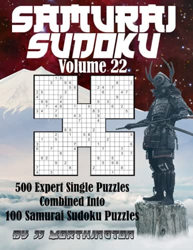 Sudoku Samurai Puzzles Large Print for Adults and Kids Expert Volume 22 500 Expert Sudoku Puzzles Combined to Make 100 Samurai Sudoku Puzzles