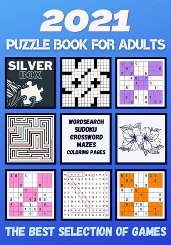 2021 Puzzle Book for Adults Mixed Puzzle Books for Adults Wordsearch Crosswords Relaxing Activity Sudoku Mazes Colouring Pages