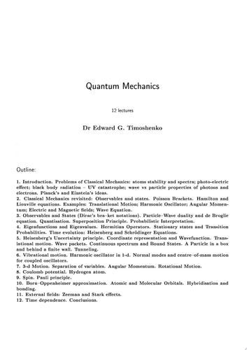 Quantum Mechanics