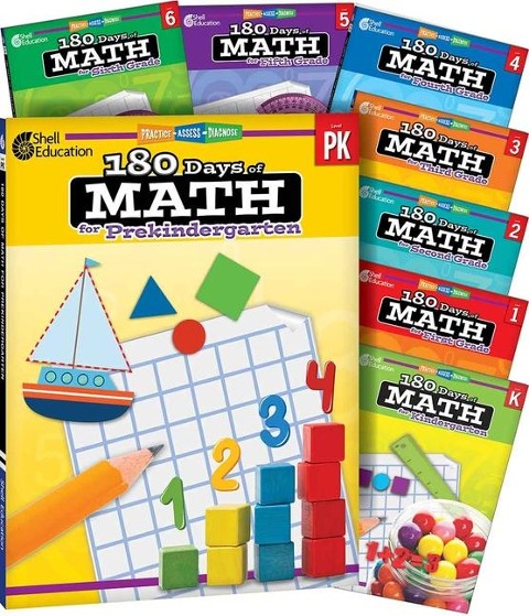 180 Days(tm) Math Pk-6: 8-Book Set: Practice, Assess, Diagnose